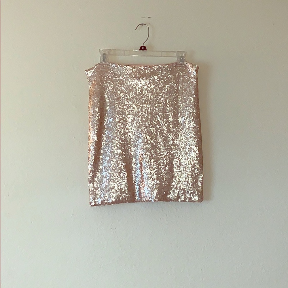 Sequin Rose Gold Mini Skirt